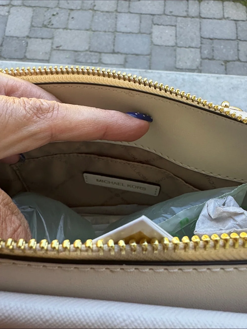 Michael Kors Cream Floral Saffiano Leather Satchel with Pink Blossoms